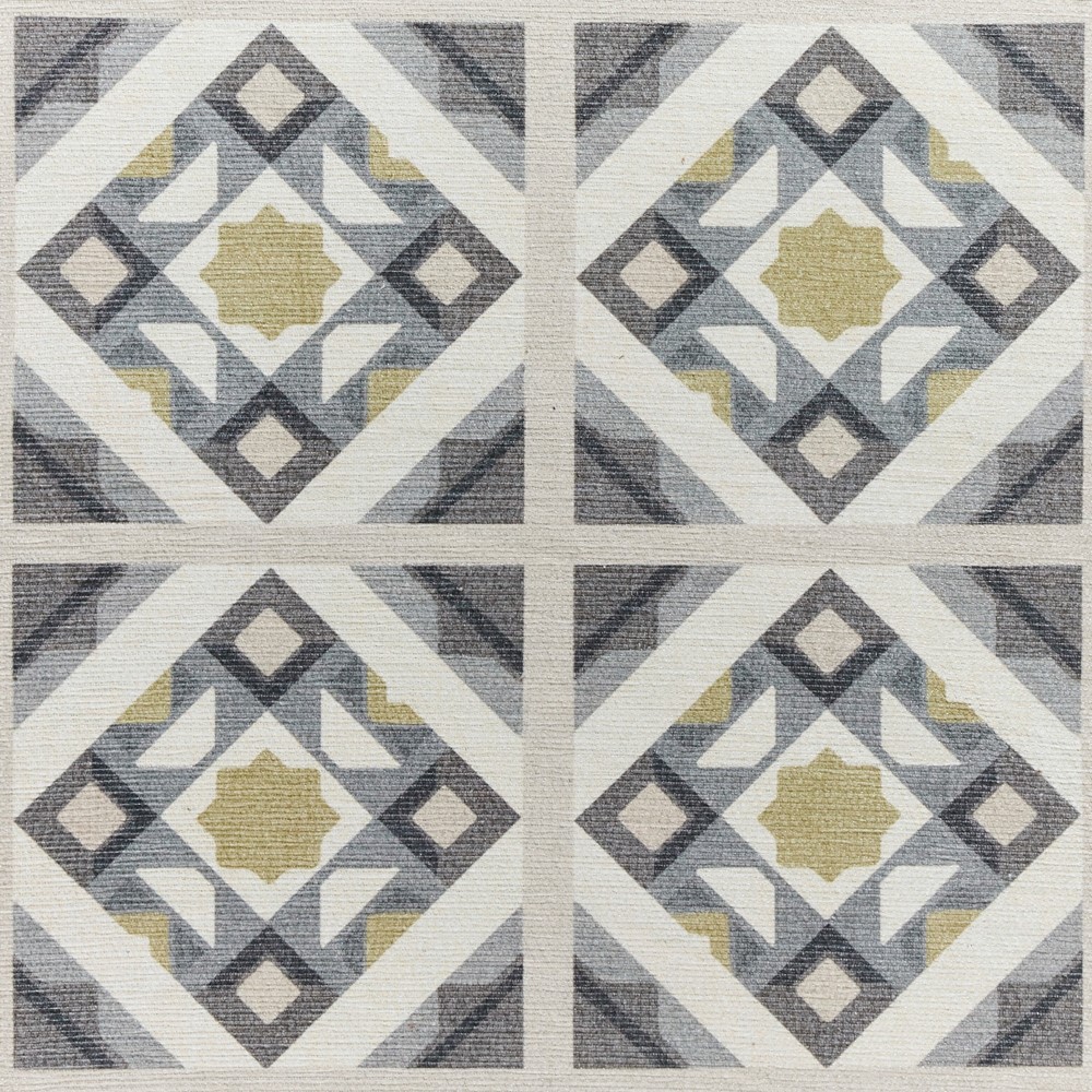 Victoria H1187 Modern Geometric Washable Rugs in Grey Yellow